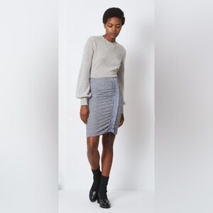 NWOT - Staud Cello Gingham Plaid Print Knee Length Skirt size 2 blue white